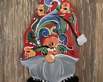Norwegian Rosemaled Gnome Ornament