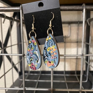 Norwegian Rosemaled teardrop earrings image 1