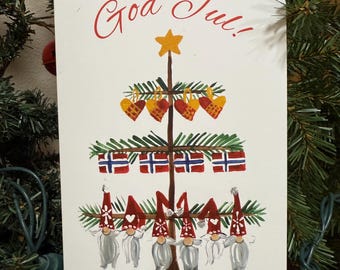Norwegian Christmas God Jul card