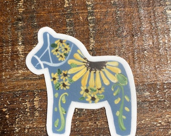 Scandinavian Sunflower Dala Horse sticker