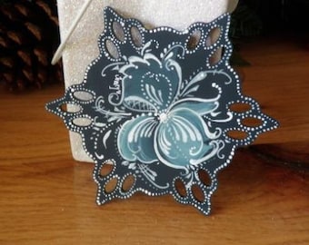 Norwegian Rosemaled Snowflake Ornament