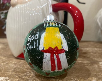 NEW Swedish Santa Lucia glass ball ornament handpainted