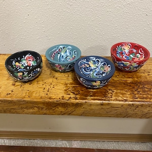 Norwegian Rosemaled mini wood bowl Choice of color