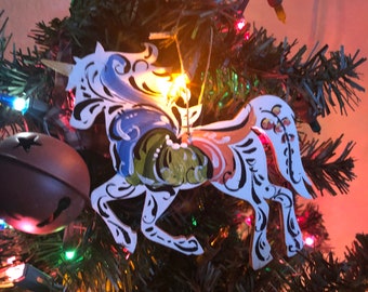 Norwegian Rosemaled Unicorn ornament