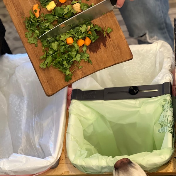 Trash Can Divider for Compost and Recycle   Kitchen Waste Organizer   Countertop Compost Bin Alternative   Zero Waste Tool  Patented Design
