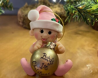 Personalized Baby's First Christmas Ornament: Handmade Elf or Gnome
