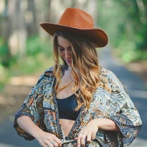 Boho Silk Kimono Robe, Paisley Printed Wrap for Women, Lightweight Lounge or Resort Cover Up, Summer Kimono, Kimono Jacket, Silk Beach Wrap