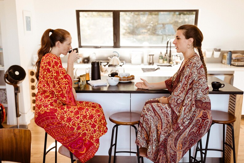 Pink Silk Kimono Robe: Long Loungewear Dressing Gown image 4