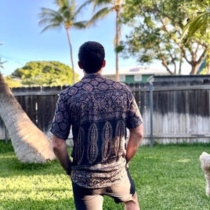 Mens Silk Short Sleeve Button Down Shirt - Lightweight Printed Sari Fabric, Summer Casual Shirt, Breathable & Unique
