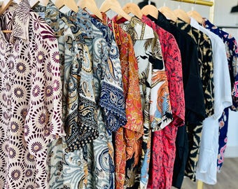 Men’s Silk Camp Collar Shirt - Lightweight Button Down, Tropical Prints, Pool Party Attire