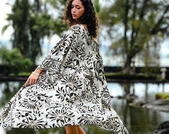 Zijden kimono met bloemenprint, sexy badjas voor dames, loungewear, bohoresortkleding