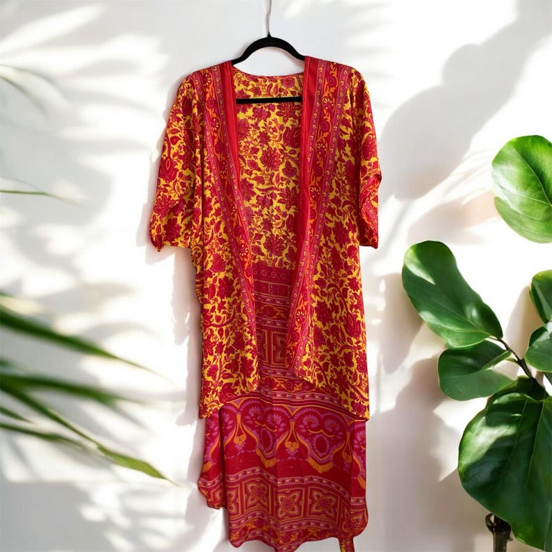 Pink Silk Kimono Robe: Long Loungewear Dressing Gown image 11