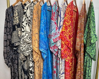 Long Silk Kimono Robe: Lightweight Dressing Gown, Beach Cover-up, Bridal Bridesmaid Loungewear