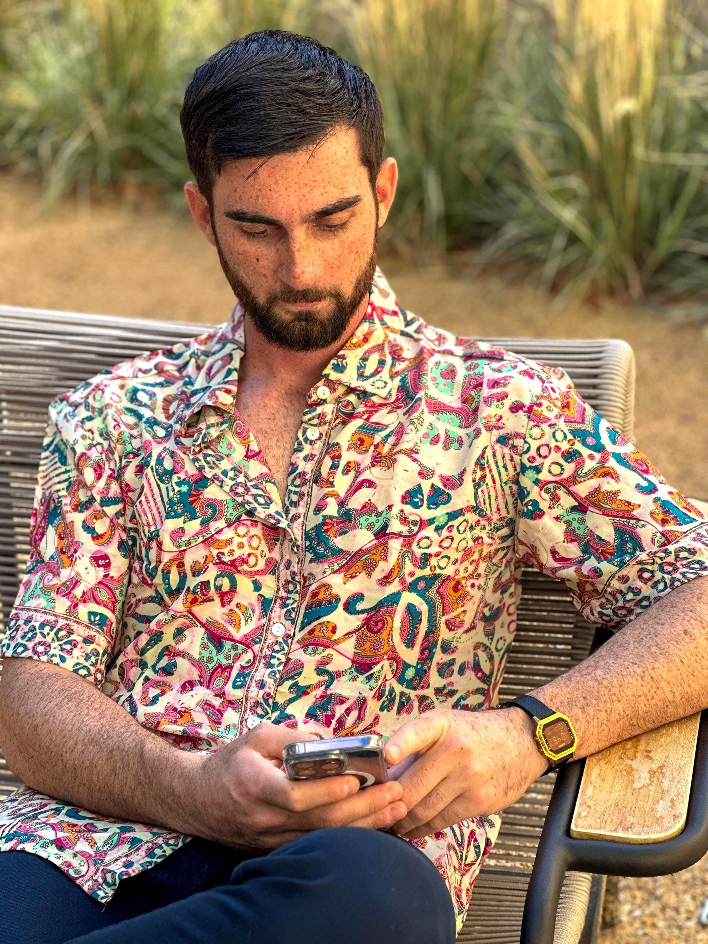 Camisa Hawaiana Camisa Vaporosa Hombre Camisa De Seda Hombre España