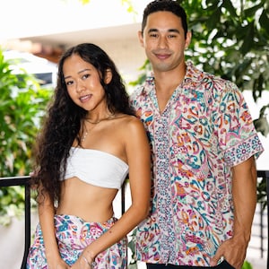 Mens Short Sleeve Silk Button Down Shirt - Lightweight Printed Sari Fabric, Summer Casual & Breathable