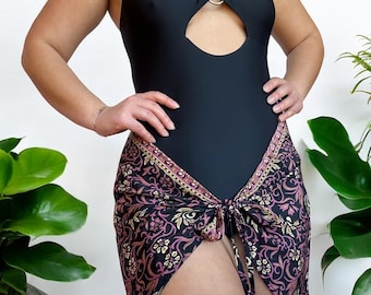 Gonna o camicia in seta floreale, pareo 2 in 1, top copricostume da spiaggia