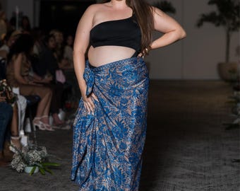 Silk Sarong Wrap Skirt | Boho Plus Size Pareo | Beach Cover-Up Dress | Vacation Outfit