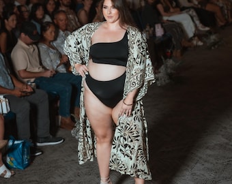 Silk Kimono Plus Size Robe: Multiple Hem Styles, Loungewear Dressing Gown, Beach Cover-up