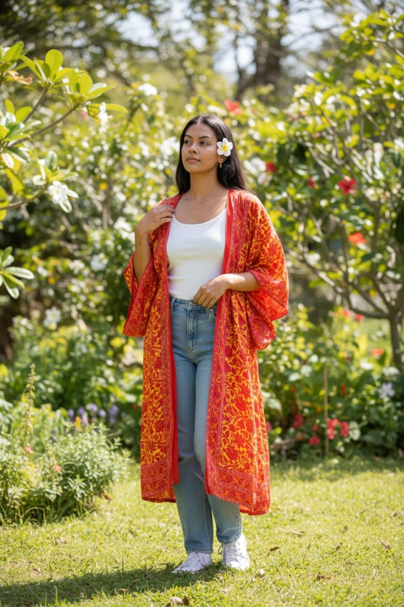 Pink Silk Kimono Robe: Long Loungewear Dressing Gown Long Kimono