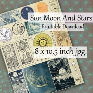 Sun Moon /& Stars Digital Collage Set