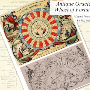 Roue de la fortune imprimable, diseur de bonne aventure, illustrations d'Oracle, grandes images téléchargement immédiat