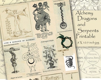 Alchemy Occult Printable Collage Sheet Tarot and Mysticism | Etsy