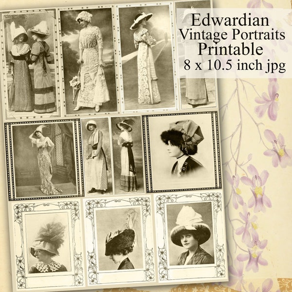 Edwardian Ladies Photographs Scrapbooking, Journaling Images, Printable Download Digital Collage Sheet