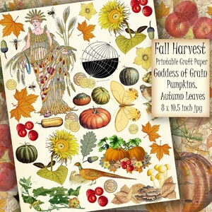 Autumn Harvest Printable 8x 10.5 Inch Digital Collage Sheet - Etsy