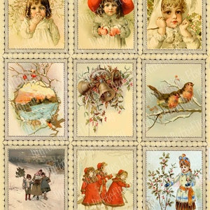 Printable Vintage Style Christmas Craft Papers, Ribbon Strips and Faux ...