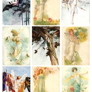 Printable Fairy Cards, Journaling Scrapbooking Embellishments, Digital Collage Sheet image 3