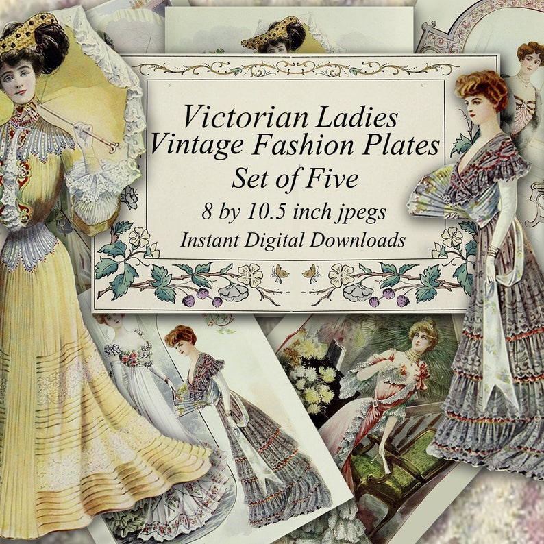 Victorian Ladies Instant Printable Downloads Vintage Color - Etsy