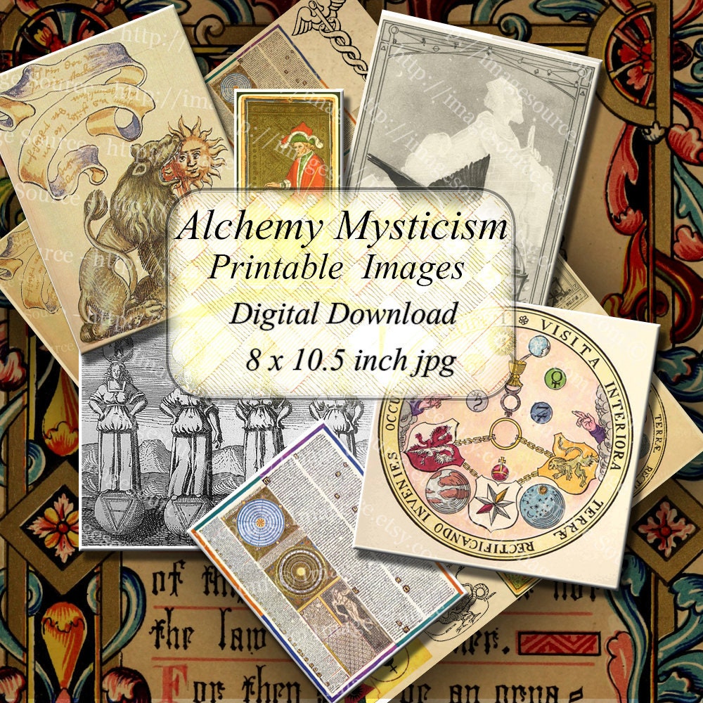 Alchemy and Mysticism Symbols Printable Occult Illustrations Collage ...