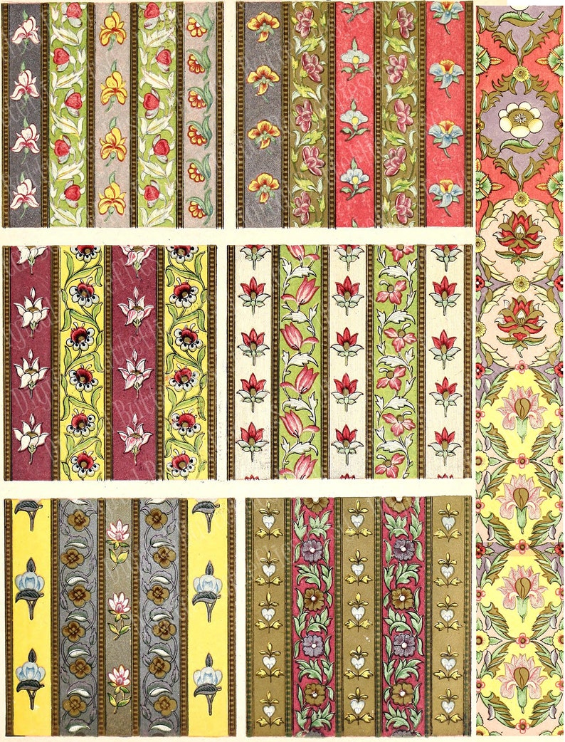 Printable Indian Textile Swatches, Boho Florals Digital Collage Sheets ...