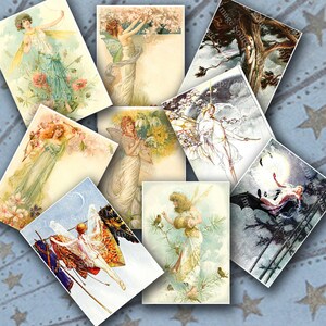 Printable Fairy Cards, Journaling Scrapbooking Embellishments, Digital Collage Sheet image 2