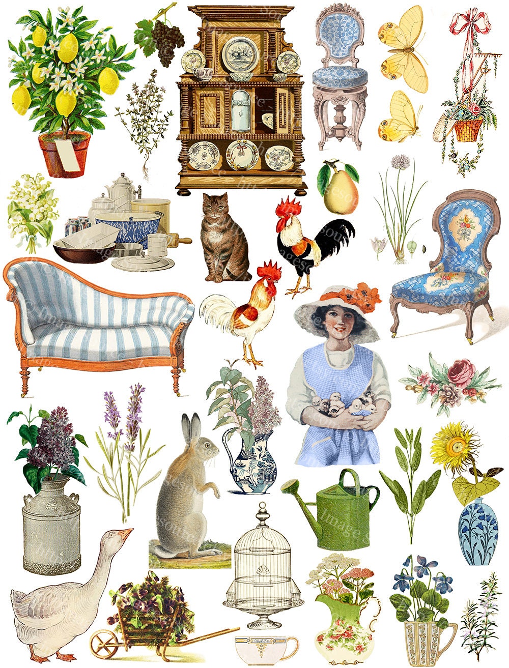 French Country Printable House and Garden, Junk Journaling ...