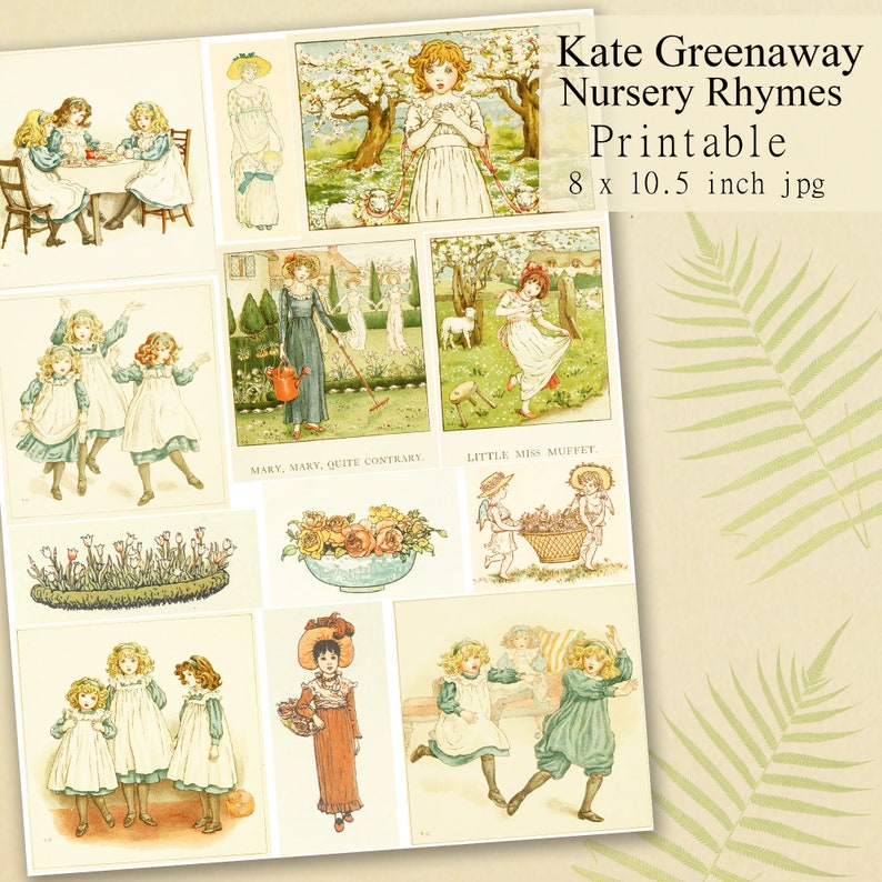 Nursery Rhymes Scrapbook Pages Kate Greenaway Printable - Etsy