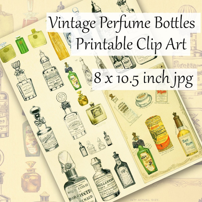 Perfume Bottles Printable Clip Art Instant Download Vintage - Etsy
