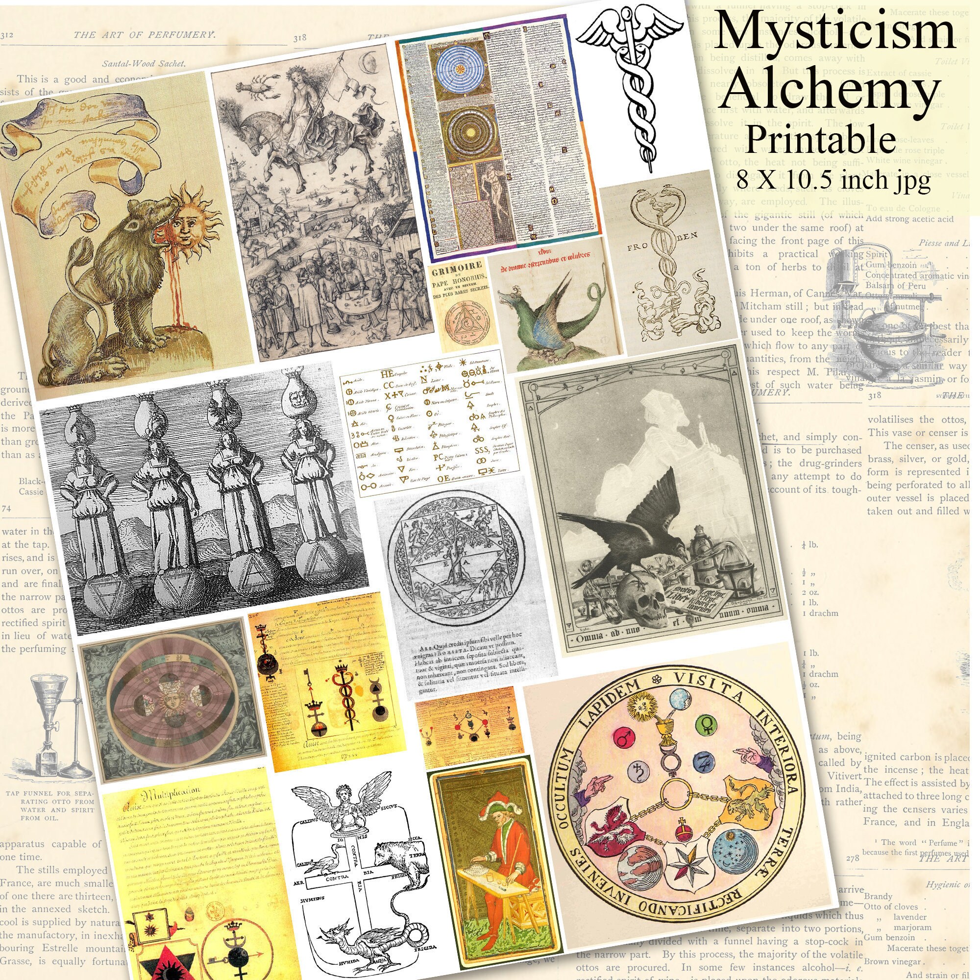 Alchemy and Mysticism Symbols Printable Occult Illustrations Collage ...