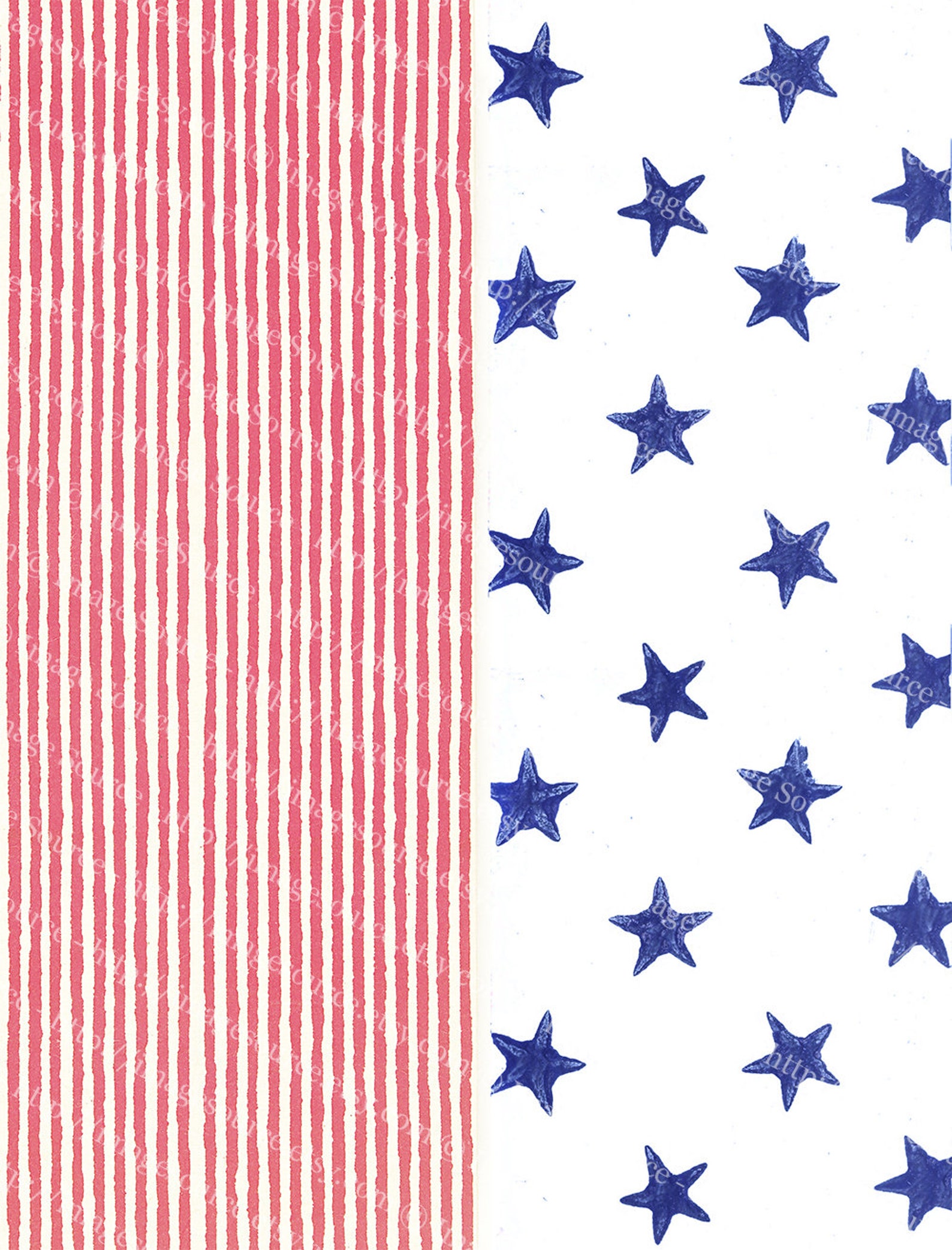 Stars And Stripes Printable Paper Set of 3 Americana Themed | Etsy