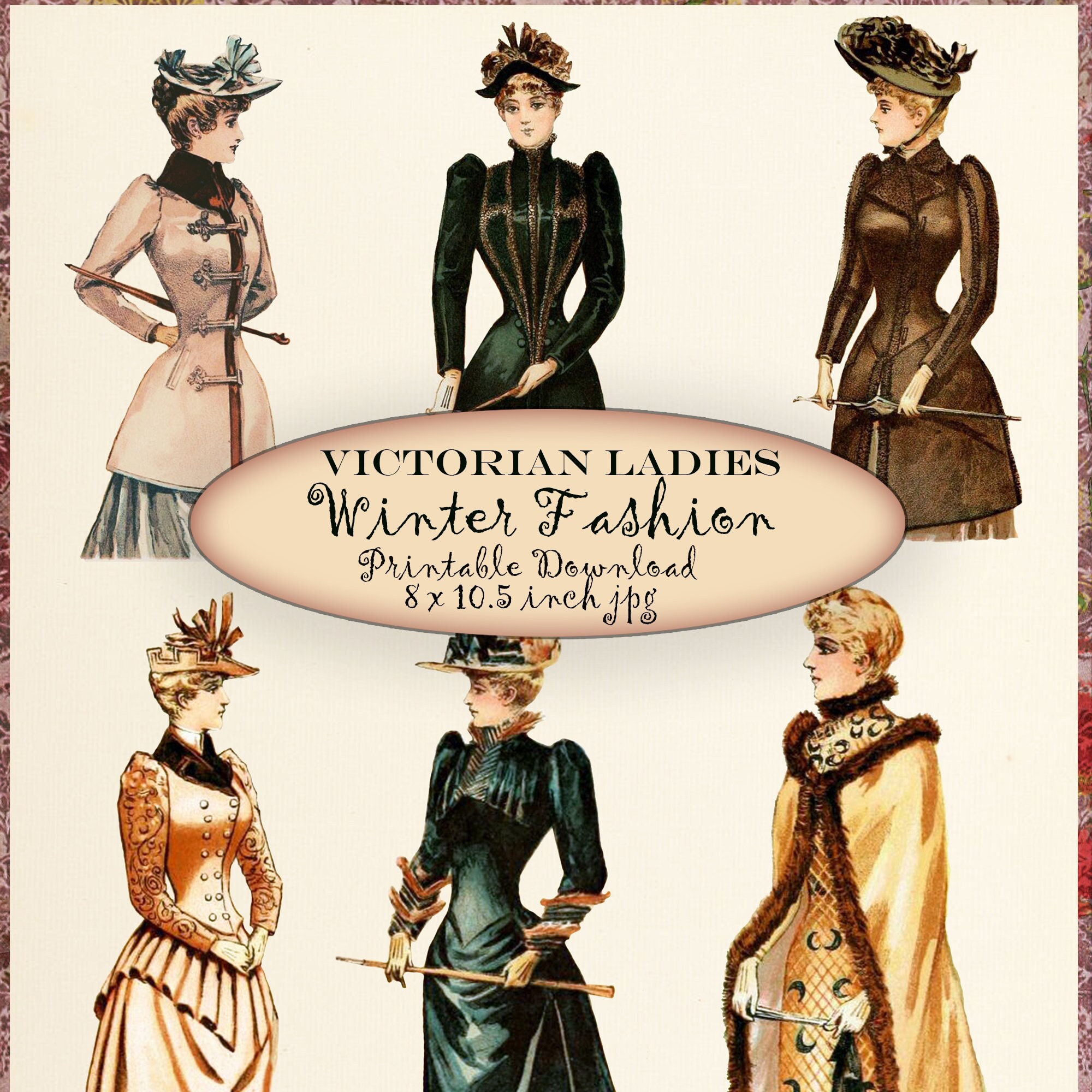 Victorian Ladies Printable Outer Wear Winter Fashions, Women's Hats, Coats,  and Cloaks, Scrapbooking, Digital Collage Sheet -  Canada