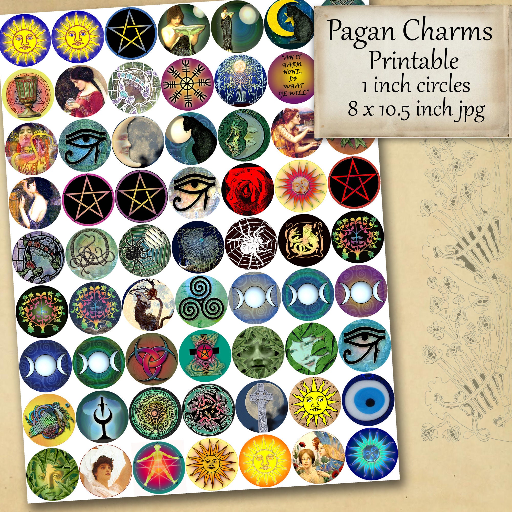 Wiccan Symbols Printable, Pagan, Majick, 1 Inch Circles, Pendant Images ...