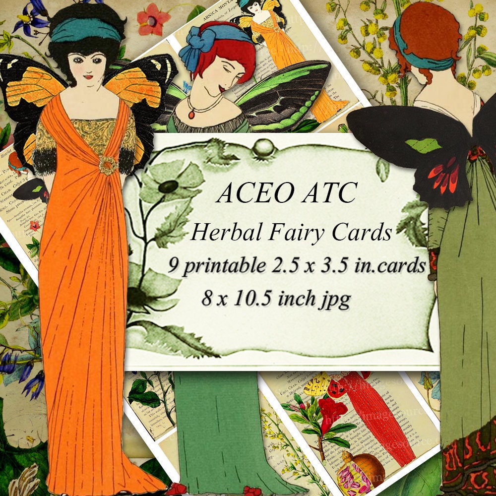 Herbal Fairies Printable Cards Scrapbooking Garden Journal Etsy