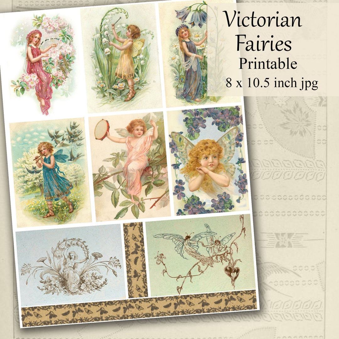 Victorian Fairies Printable Scrapbooking Download, Flower Fairy Art ...