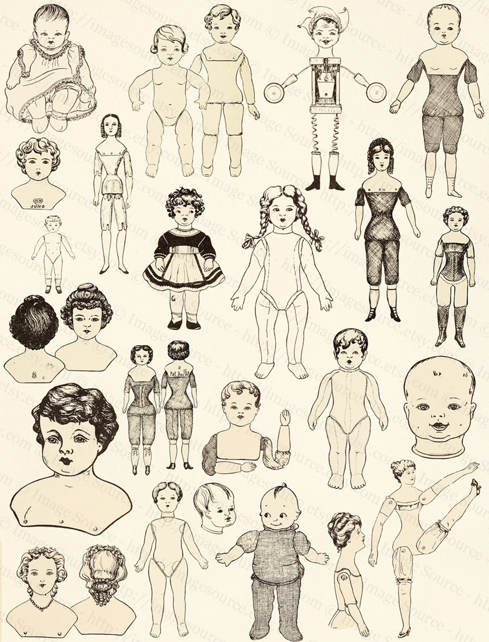 Dolls and Doll Parts Printable Download Vintage Doll - Etsy