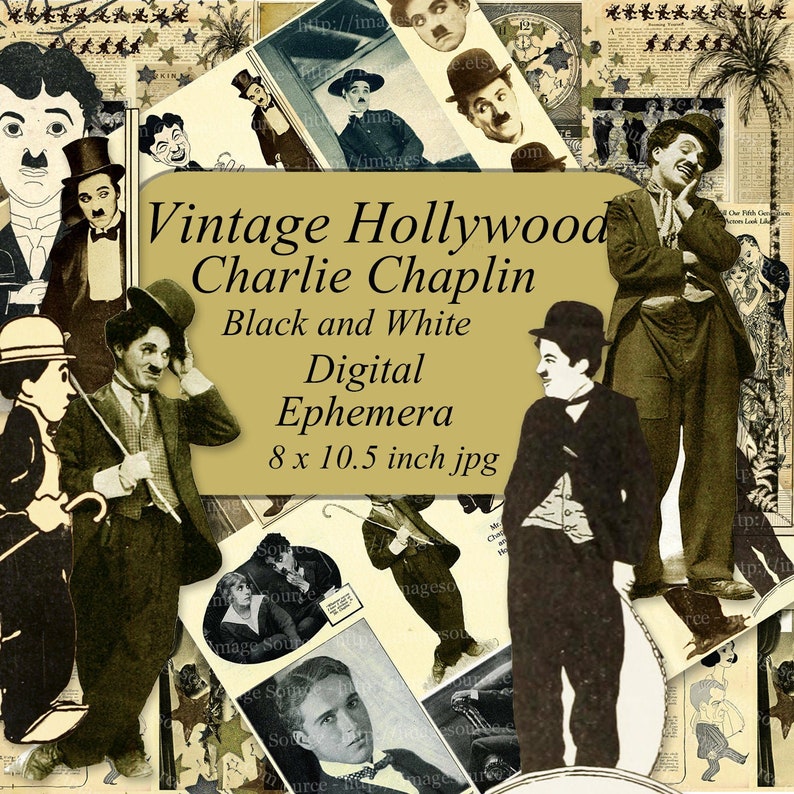 Charlie Chaplin Printable Vintage Black and White Hollywood - Etsy