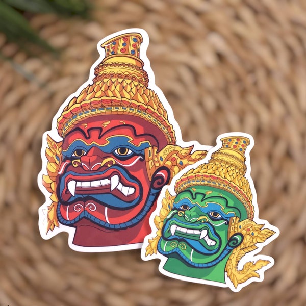 Khmer Sticker, Lakhon Khol, King Rama, Khmer New Year Sticker, Khmer Art, Yak Sticker, Khmer Traditional Clothing