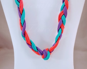 Sensory Jewelry small hot pink, purple, and bright blue necklace