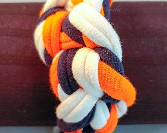 Sensory jewelry bracelet - 6" orange  white and navy woven