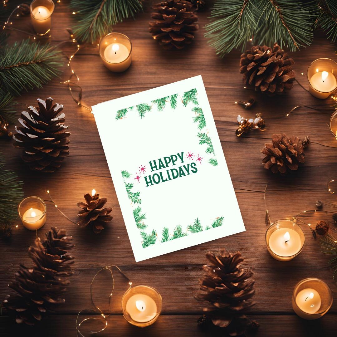 Printable Christmas Folded Card Holiday Greeting Card With Classic ...