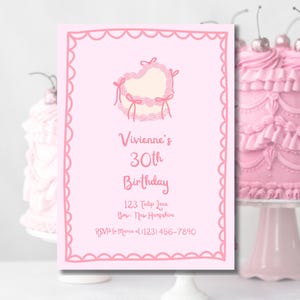 Retro Cake Birthday Party Invitation Template | Digital Download | Vintage Cake Party Invitation | Canva Editable Template